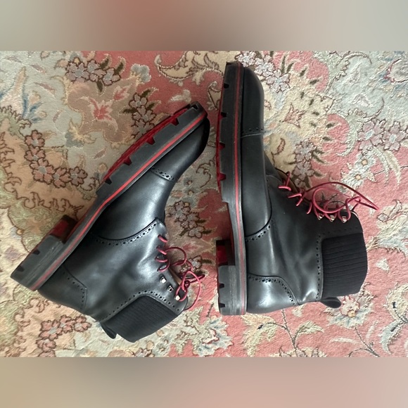 Christian Louboutin Black Leather Combat Boots – Size 44 – Red Sole Chain Tread - Picture 13 of 13